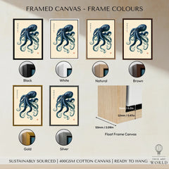 Japanese Octopus Art Print – Vintage Ukiyo-e Style Wall Art — framed canvas float frame colour options
