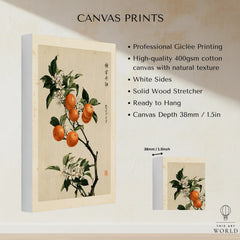 Japanese Orange Blossom Art Print – Vintage Botanical Wall Art — canvas print stretched cotton canvas details