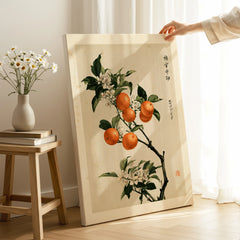 Japanese Orange Blossom Art Print – Vintage Botanical Wall Art — canvas print mirror edge hand holding room setting