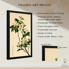 Japanese Orange Blossom Wall Art – Vintage Flower Print — framed print details measurements quality details