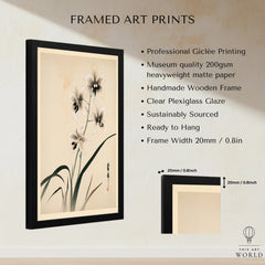 Japanese Orchid Art Print – Vintage Botanical Wall Art — framed print details measurements quality details