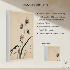Japanese Orchid Art Print – Vintage Botanical Wall Art — canvas print stretched cotton canvas details