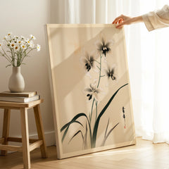 Japanese Orchid Art Print – Vintage Botanical Wall Art — canvas print mirror edge hand holding room setting
