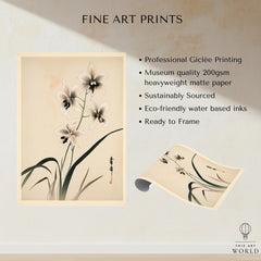 Japanese Orchid Art Print – Vintage Botanical Wall Art — fine art print unframed quality details