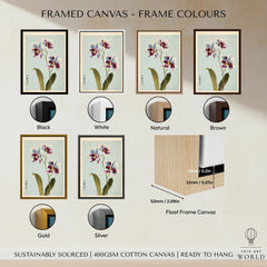 Purple Orchid Art Print – Vintage Japanese Floral Wall Art — framed canvas float frame colour options