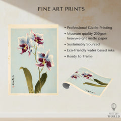 Purple Orchid Art Print – Vintage Japanese Floral Wall Art — fine art print unframed quality details