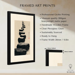 Japanese Minimalist Art Print – Zen Stone Path Wall Art — framed print details measurements quality details