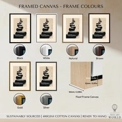 Japanese Minimalist Art Print – Zen Stone Path Wall Art — framed canvas float frame colour options