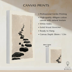 Japanese Zen Wall Art – Minimalist Stone Path Art Print — canvas print stretched cotton canvas details