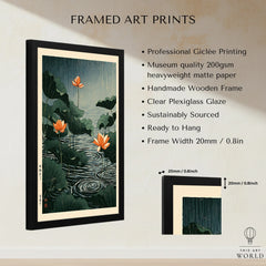 Japanese Lotus Pond Wall Art – Vintage Botanical Print — framed print details measurements quality details