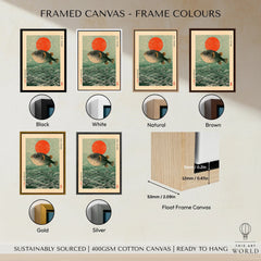 Japanese Pufferfish Art Print – Vintage Coastal Wall Art — framed canvas float frame colour options