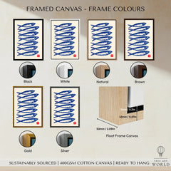 Japanese Fish Art Print – Blue Sardine Coastal Wall Art — framed canvas float frame colour options