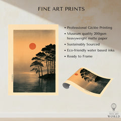 Japanese Sunset Art Print – Vintage Coastal Landscape Wall Art — fine art print unframed quality details