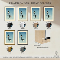 Japanese Swallow Bird Art Print – Vintage Blue Wall Art — framed canvas float frame colour options
