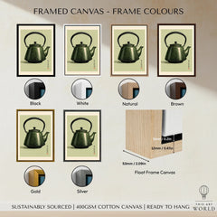 Japanese Teapot Art Print – Vintage Tea & Kitchen Wall Art — framed canvas float frame colour options