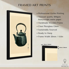 Japanese Tea Art Print – Vintage Teapot Kitchen Wall Art — framed print details measurements quality details