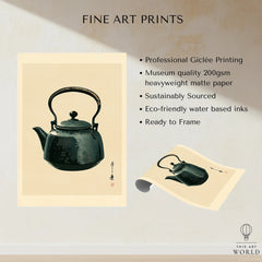 Japanese Tea Art Print – Vintage Teapot Kitchen Wall Art — fine art print unframed quality details