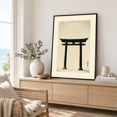 Japanese Torii Gate Art Print – Vintage Japan Wall Art — framed artwork living room lifestyle setting
