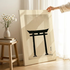 Japanese Torii Gate Art Print – Vintage Japan Wall Art — canvas print mirror edge hand holding room setting