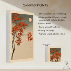 Japanese Maple Tree Art Print – Vintage Autumn Wall Art — canvas print stretched cotton canvas details