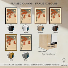 Japanese Maple Tree Art Print – Vintage Autumn Wall Art — framed canvas float frame colour options