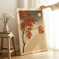Japanese Maple Tree Art Print – Vintage Autumn Wall Art — canvas print mirror edge hand holding room setting