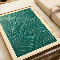 Japanese Water Art Print – Zen Ripple Wall Art — framed art print closeup gift unwrapped natural frame