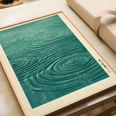 Japanese Water Wall Art – Minimalist Zen Art Print — framed art print closeup gift unwrapped natural frame