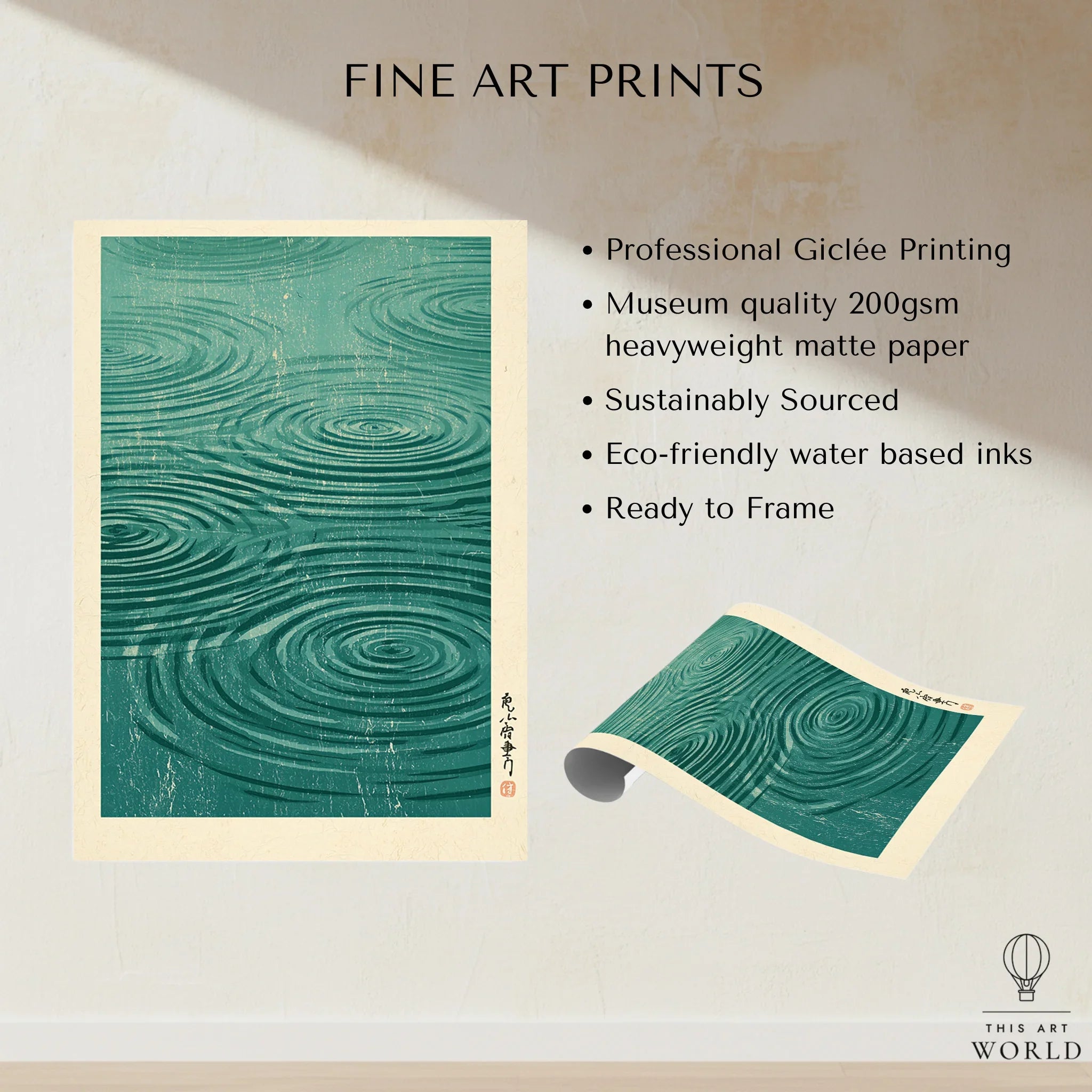 Japanese Water Wall Art – Minimalist Zen Art Print — fine art print unframed quality details