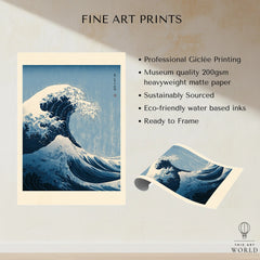Japanese Wave Art Print – Great Wave Inspired Wall Art — fine art print unframed quality details