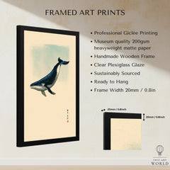 Japanese Whale Art Print – Vintage Sea Life Wall Art — framed print details measurements quality details