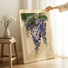Japanese Wisteria Art Print – Vintage Botanical Wall Art — canvas print mirror edge hand holding room setting