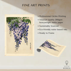 Japanese Wisteria Art Print – Vintage Botanical Wall Art — fine art print unframed quality details
