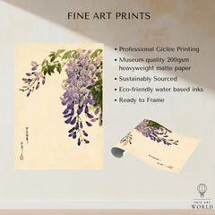 Japanese Wisteria Art Print – Purple Floral Wall Art — fine art print unframed quality details