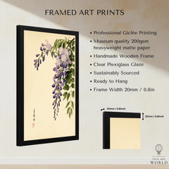 Japanese Wisteria Wall Art – Vintage Botanical Art Print — framed print details measurements quality details