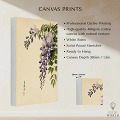 Japanese Wisteria Wall Art – Vintage Botanical Art Print — canvas print stretched cotton canvas details