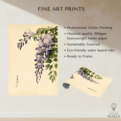 Japanese Wisteria Wall Art – Vintage Botanical Art Print — fine art print unframed quality details