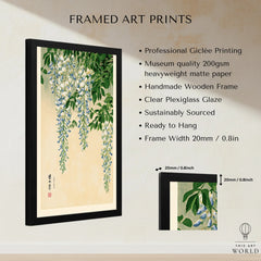 Japanese Wisteria Wall Art – Light Vintage Flower Print — framed print details measurements quality details