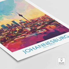 Joburg Skyline Poster - Johannesburg, South Africa Premium Cityscape Art featuring a vibrant skyline view.