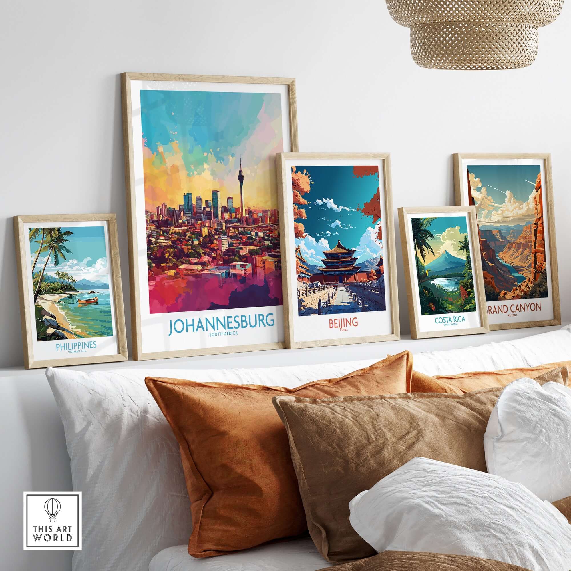 Joburg Skyline Poster - Johannesburg, South Africa Premium Cityscape Art displayed on a stylish wall.