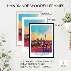 Joburg Skyline Poster - Johannesburg, South Africa Premium Cityscape Art in handmade wooden frames