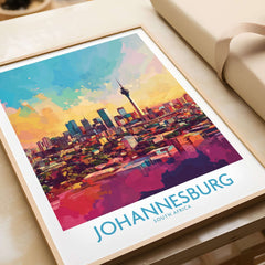 Joburg Skyline Poster - Johannesburg, South Africa Premium Cityscape Art in vibrant colors.