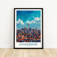 Joburg South Africa Skyline - Johannesburg Cityscape Wall Art showcasing a vibrant cityscape print.
