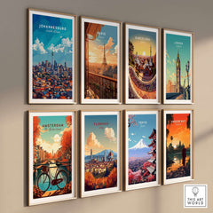 Johannesburg Skyline Art Print - Joburg Cityscape, South Africa Poster featured in a gallery wall display.