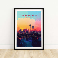 Johannesburg Skyline Poster - South Africa Cityscape Wall Art Print featuring vibrant cityscape colors.