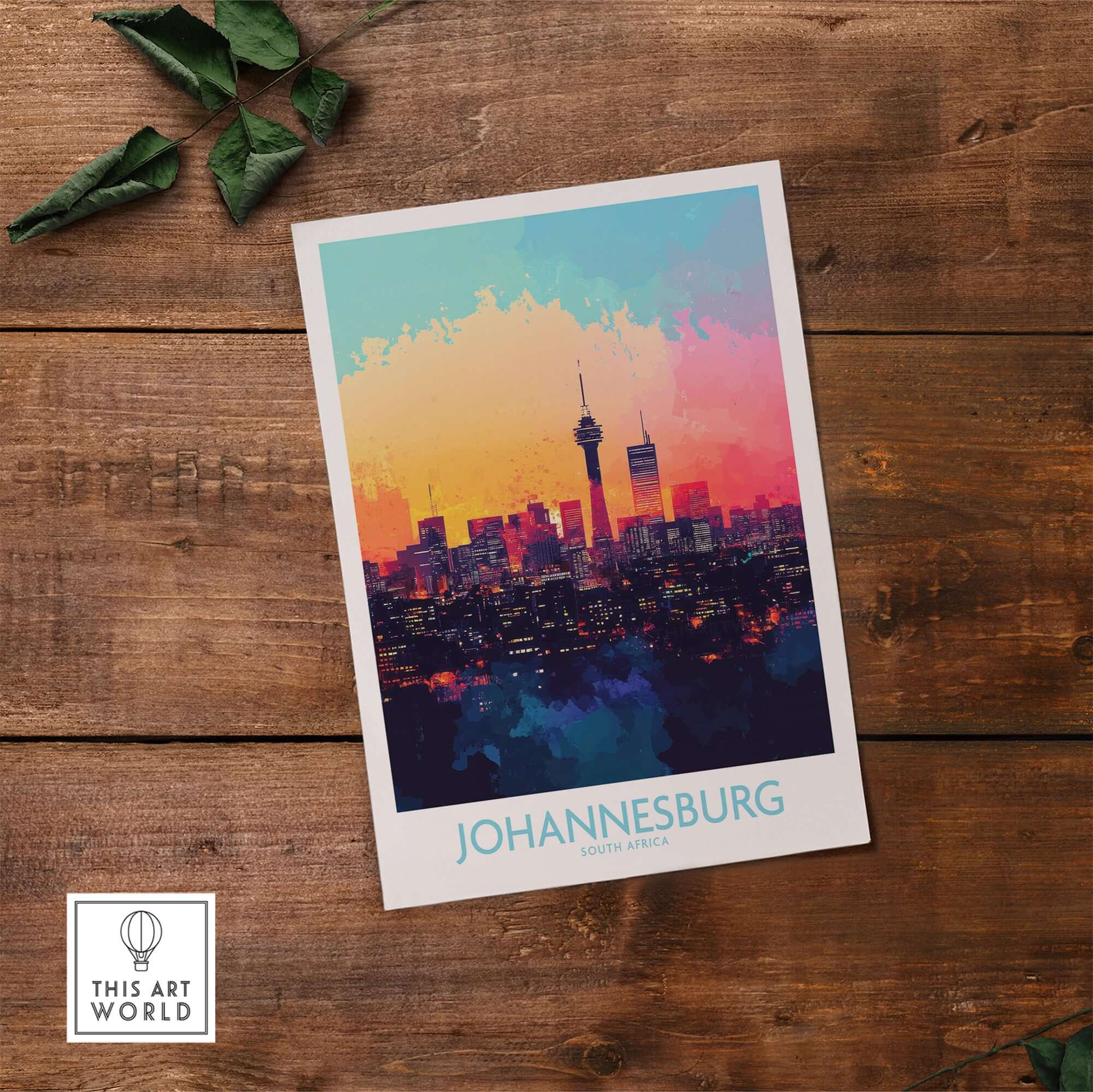 Johannesburg South Africa Print - Modern Cityscape Poster, JHB Skyline featuring vibrant Johannesburg skyline.