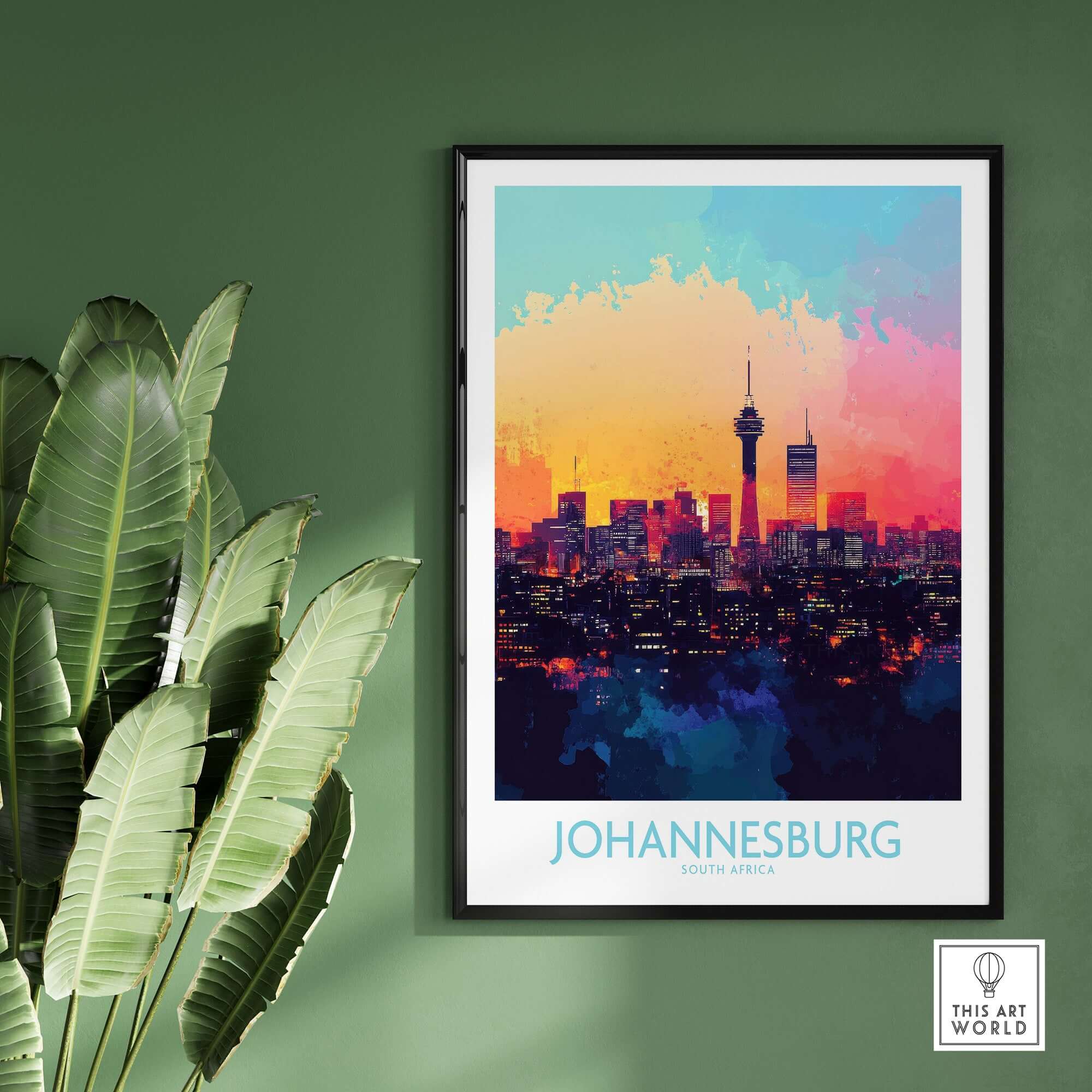 Johannesburg South Africa Print - Modern Cityscape Poster, JHB Skyline showcasing vibrant skyline design.