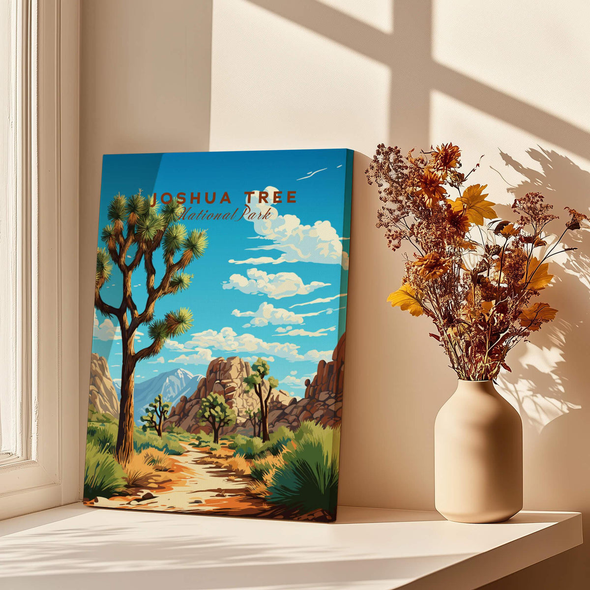 Joshua Tree Poster National Park featuring vibrant desert colors and majestic landscapes.