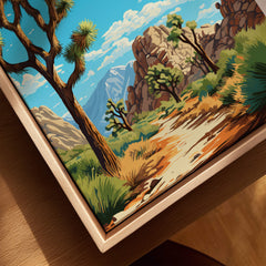 Joshua Tree Poster National Park art featuring vibrant desert landscape and unique rock formations.