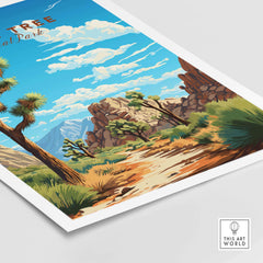 Joshua Tree Poster National Park showcasing vibrant desert scenery and majestic mountains in California.
